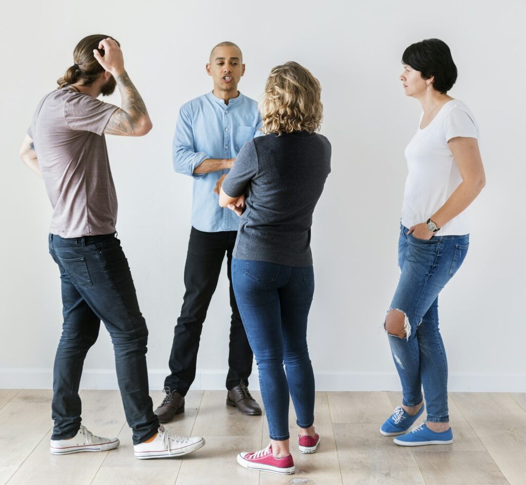 Group of people having a discussion